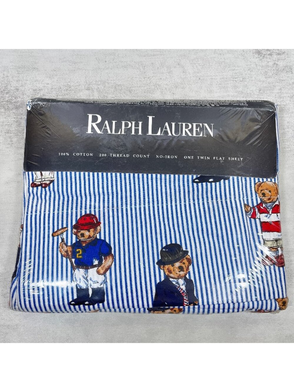 Polo Ralph Lauren Teddy Bear Twin Flat Bed Sheet 200 TC VTG USA